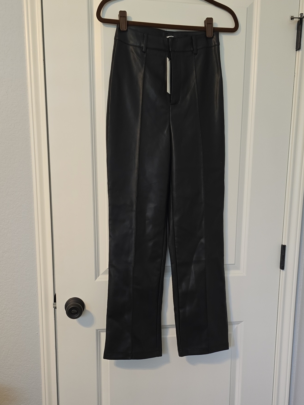 Commense Black Faux Leather Pants Size XS NWT